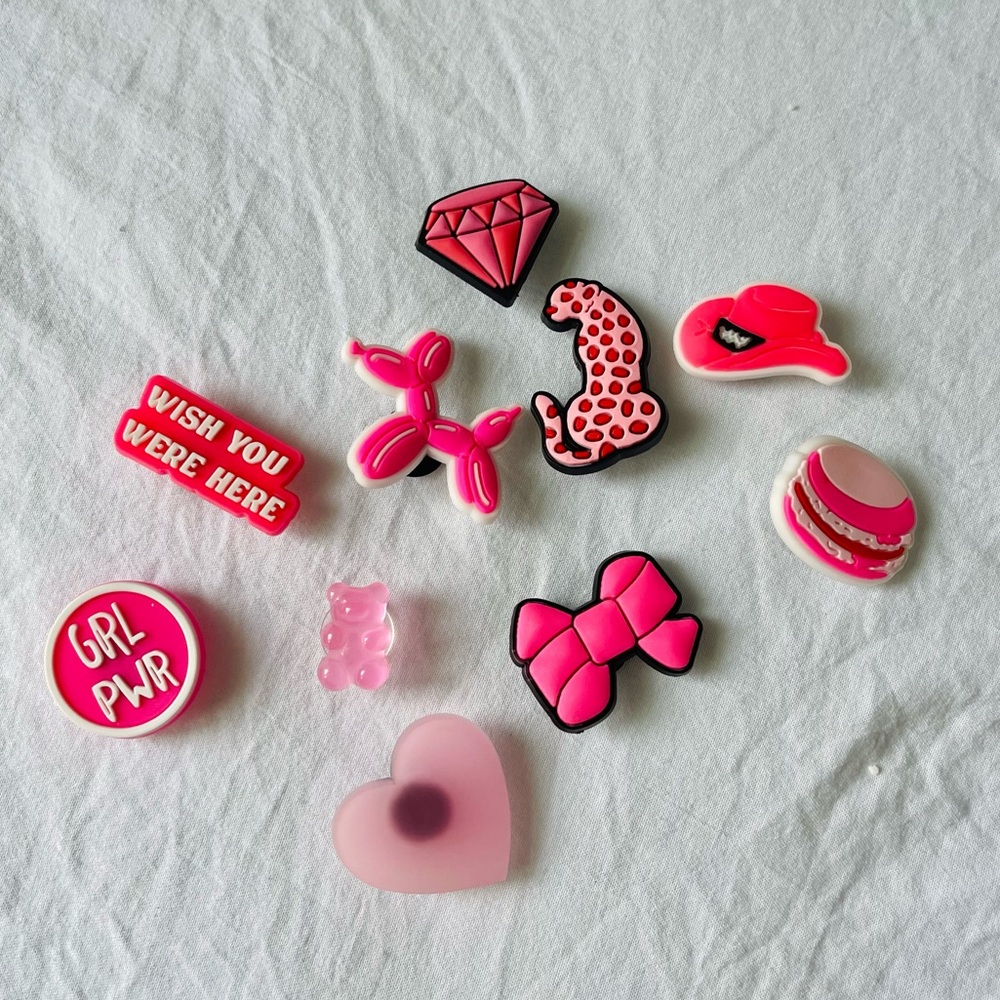 10Pc pink barbiecore croc charms